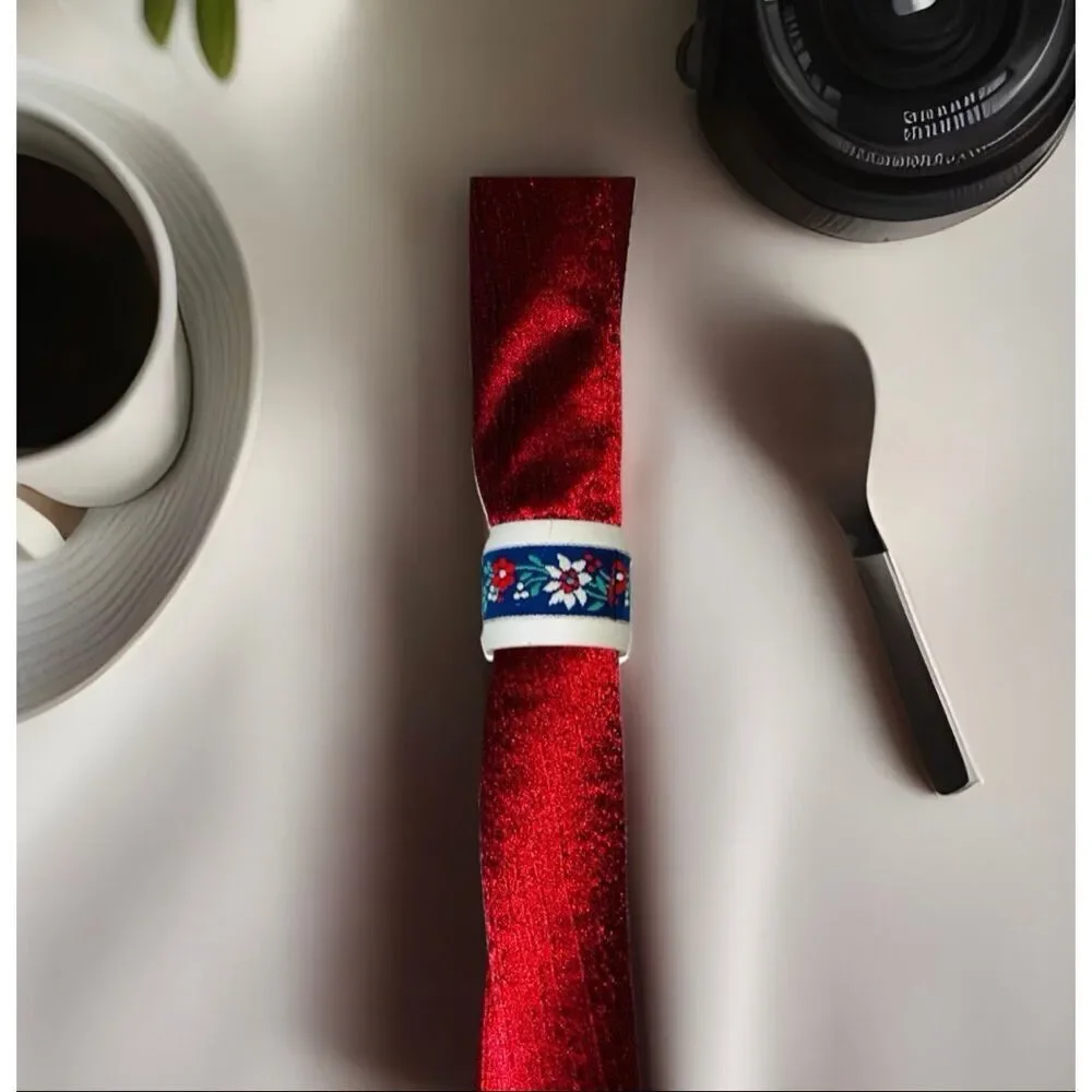 Swedish Tradera Eric Dalmas Napkin Ring, Wood Floral